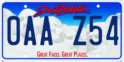 SD license plate 0AAZ54