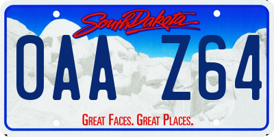 SD license plate 0AAZ64