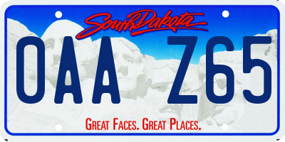 SD license plate 0AAZ65