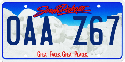 SD license plate 0AAZ67