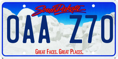 SD license plate 0AAZ70