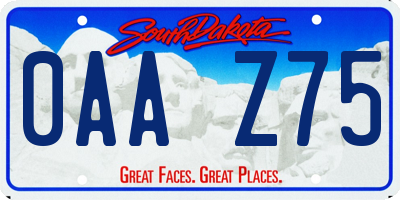 SD license plate 0AAZ75