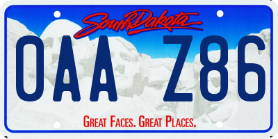 SD license plate 0AAZ86