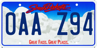 SD license plate 0AAZ94