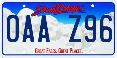 SD license plate 0AAZ96