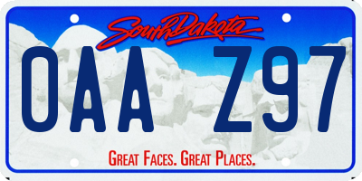 SD license plate 0AAZ97