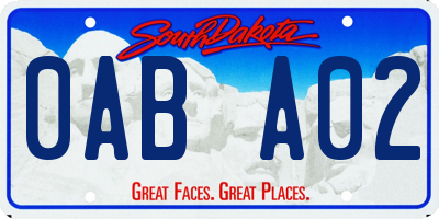 SD license plate 0ABA02
