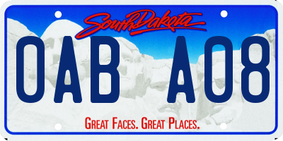 SD license plate 0ABA08