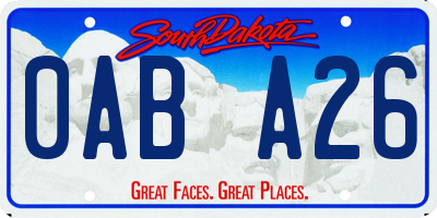 SD license plate 0ABA26