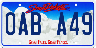 SD license plate 0ABA49