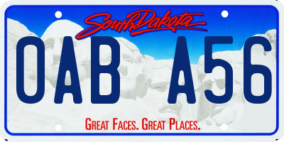 SD license plate 0ABA56