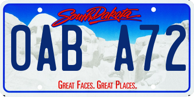 SD license plate 0ABA72