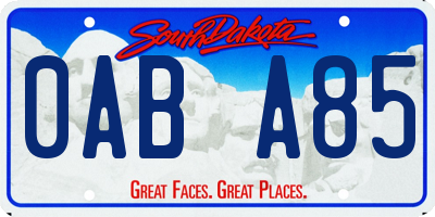 SD license plate 0ABA85
