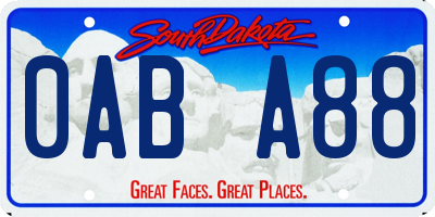 SD license plate 0ABA88