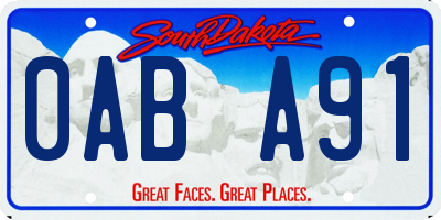 SD license plate 0ABA91