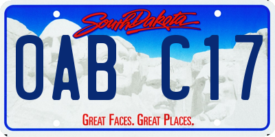 SD license plate 0ABC17