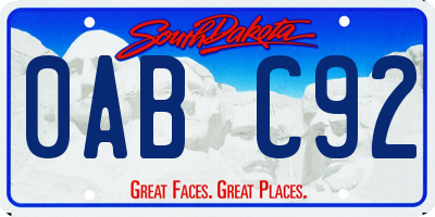 SD license plate 0ABC92
