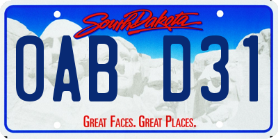 SD license plate 0ABD31