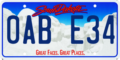 SD license plate 0ABE34