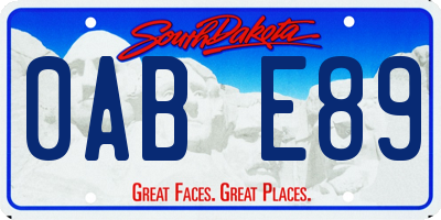 SD license plate 0ABE89
