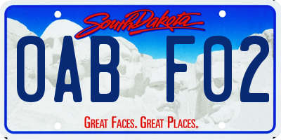 SD license plate 0ABF02
