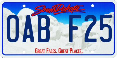 SD license plate 0ABF25