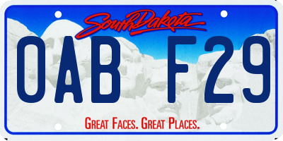 SD license plate 0ABF29
