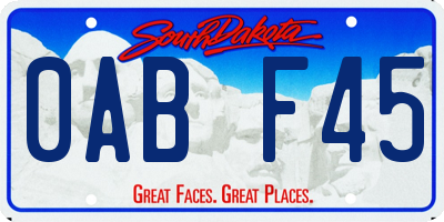 SD license plate 0ABF45