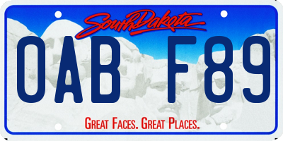 SD license plate 0ABF89