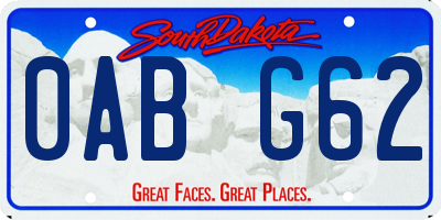 SD license plate 0ABG62
