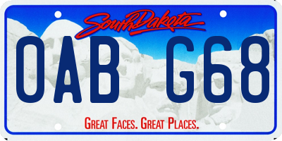 SD license plate 0ABG68