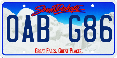 SD license plate 0ABG86