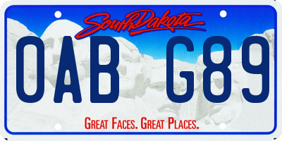 SD license plate 0ABG89