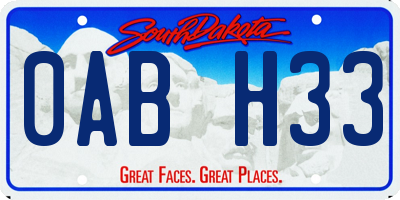 SD license plate 0ABH33