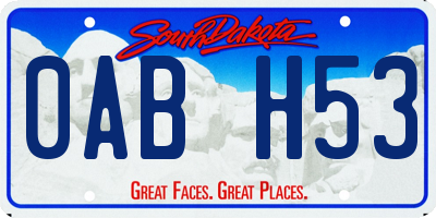 SD license plate 0ABH53
