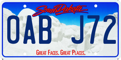SD license plate 0ABJ72