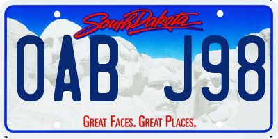 SD license plate 0ABJ98