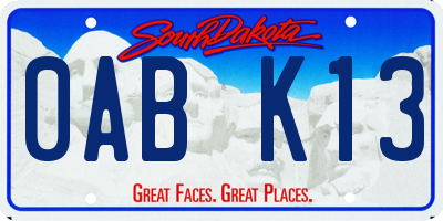SD license plate 0ABK13