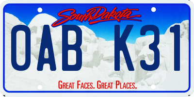SD license plate 0ABK31
