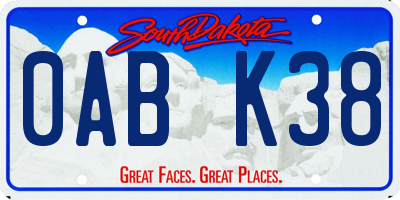 SD license plate 0ABK38
