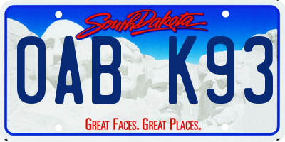 SD license plate 0ABK93