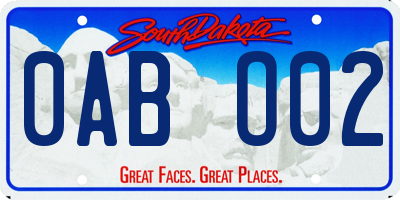 SD license plate 0ABO02