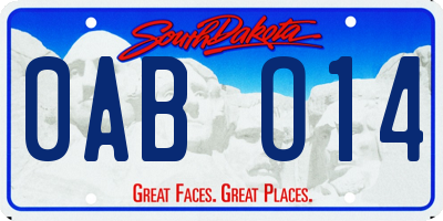 SD license plate 0ABO14