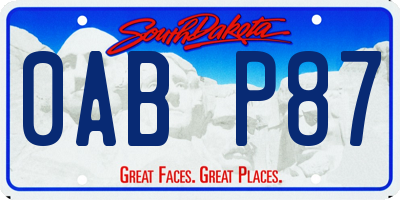 SD license plate 0ABP87