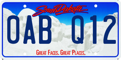 SD license plate 0ABQ12