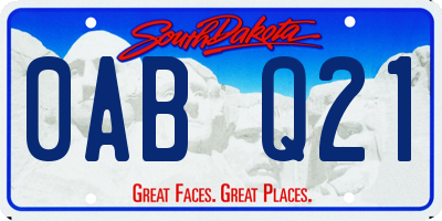SD license plate 0ABQ21