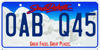 SD license plate 0ABQ45
