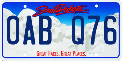 SD license plate 0ABQ76