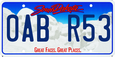 SD license plate 0ABR53
