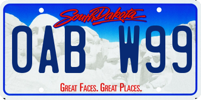 SD license plate 0ABW99